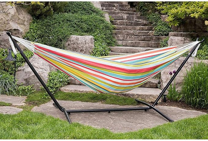 Vivere Double Polyester Easy Assemble Outdoor Hammock with Steel Stand Ciao