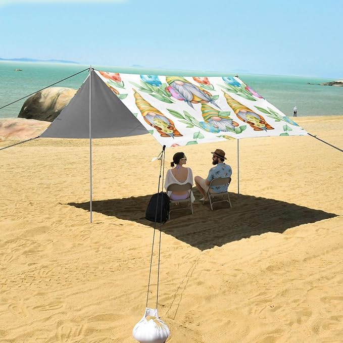 Beach Canopy with Windproof Ropes &amp Sandbags Beach Tent Sun Shade Sun Shelter for Camping Trips Fishing Backyard Fun or Picnics Easter Egg
