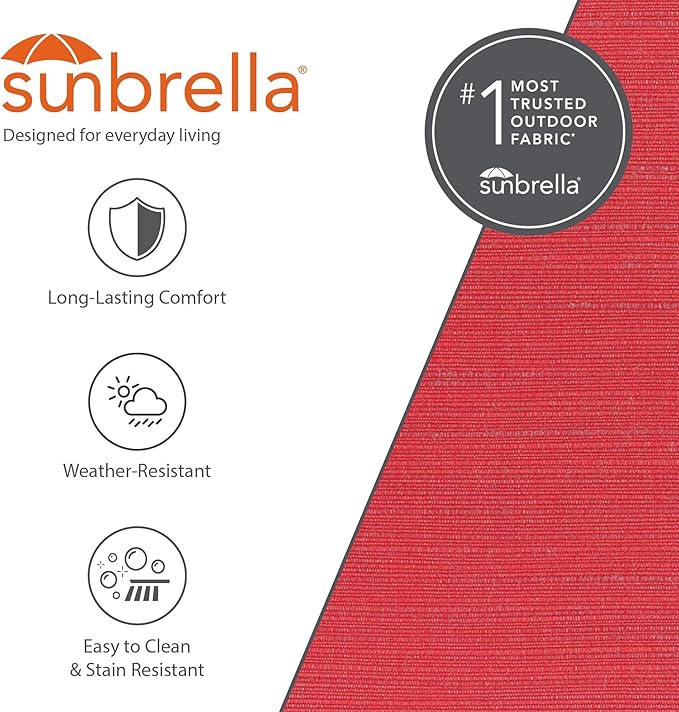 Vivere Double Sunbrella Hammock with Space-Saving Steel Stand Heavy-Duty Portable Outdoor Hammock Set for Backyard Patio or Travel Crimson