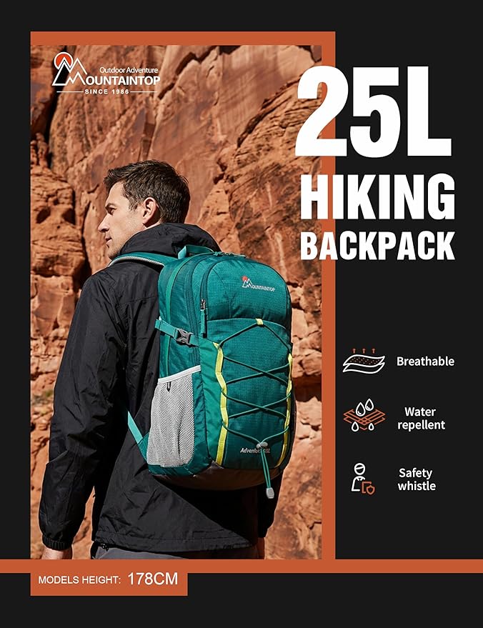 MOUNTAINTOP 25L Hiking BackpackLightweight Travel Backpack for Men Women Outdoor Backpacking Camping