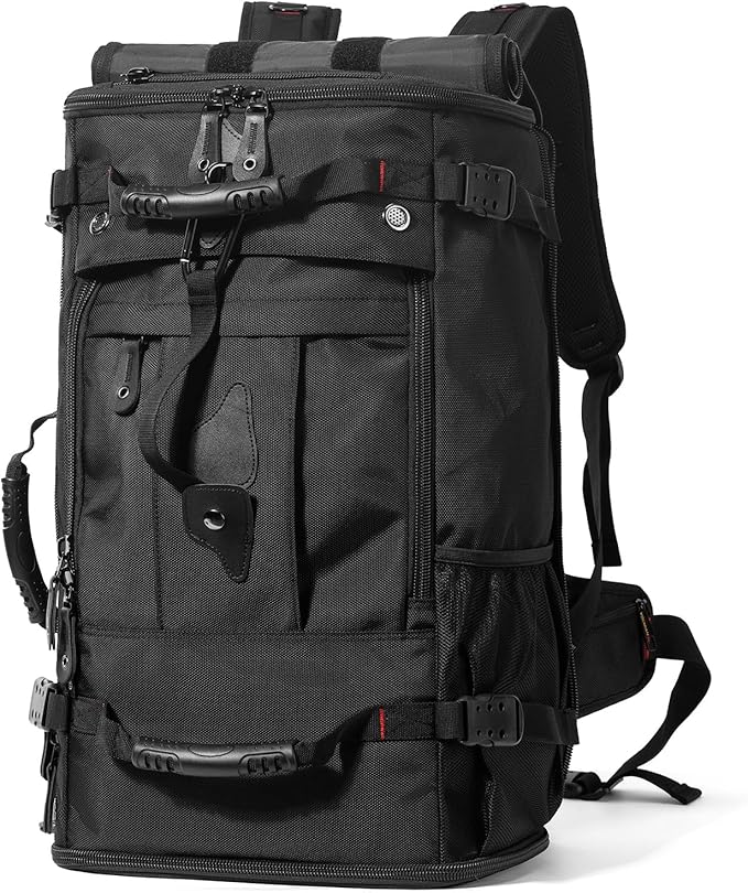 YOUMIAN Large Capacity For Travel Hiking Sports Carry On Backpack Durable Convertible Duffle Bag Laptop airplane (Black 60L-Large DualMainOpening)