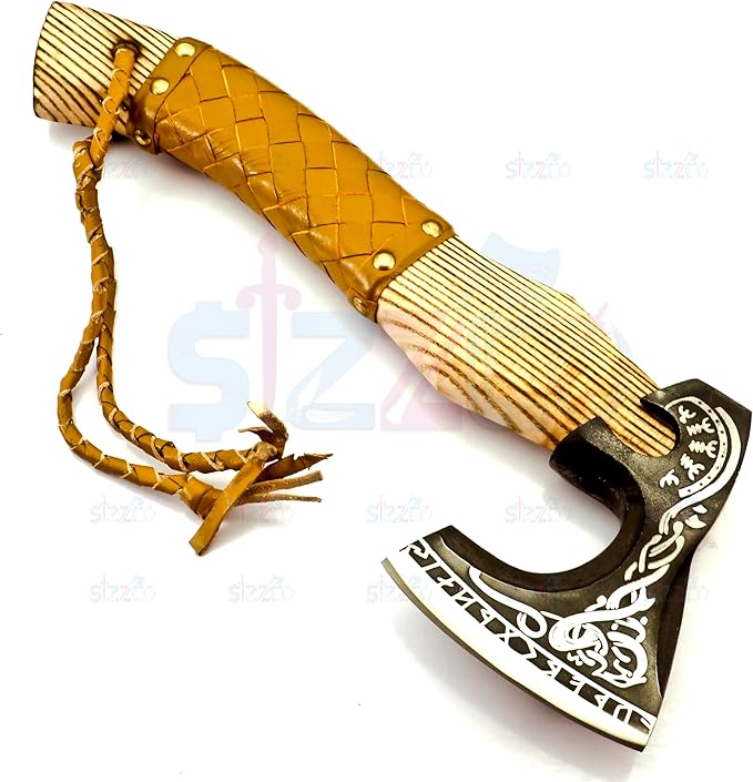 Custom Gift Forged Carbon Steel Viking Style Bearded Axe - Real Hatchet Throwing &amp Camping Axe Best Gift for Anniversary Valentine's Day Birthday with Premium Leather Sheath