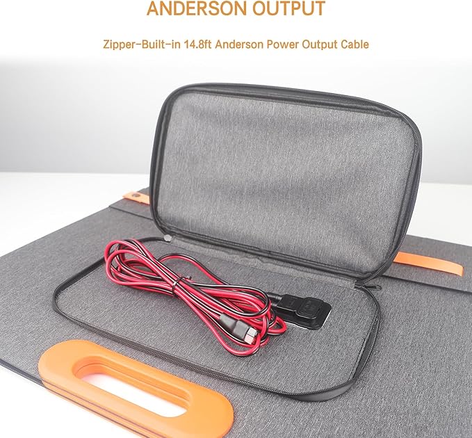 EYONGPV 300W Portable Solar Panel 26% HPBC Cells Foldable Solar Charger 15ft (4.5m) Cable 30A Anderson Output IP65 Waterproof for RV Camping for EcoFlow Anker Jackery Bluetti Power Station