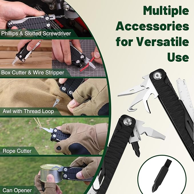 MOSSY OAK Multitool 17-in-1 EDC Multi Tool with CNC-Machined Steel Pliers G10 Anti-Slip Handle Nylon Sheath &amp Belt Clip – Durable MultiTool for Camping Hiking Hunting Survival and Everyday