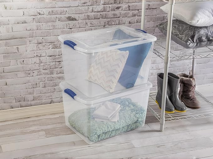 (2pack) 66 Quart Clear Plastic Storage Bins with Latch Lid Extra Large Stackable Storage Containers for Home Organization Heavy-Duty Plastic Storage Totes for Clothes Blankets Seasonal Items