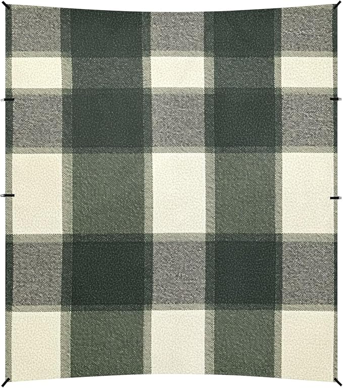 Springgreen Buffalo Plaid Check Tartan Scotland Foldable Beach Cabana UPF50 Lightweight Sun Shelter with Sandbags and Shovel for Family Trips Picnics &amp Camping