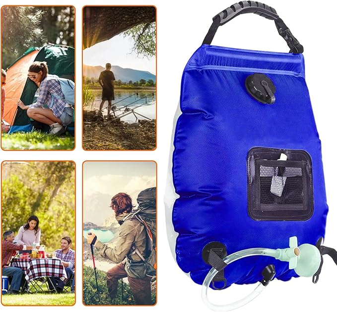 ALI2 Solar Shower Bag 5 Gal/20L Solar Heating Camping Shower Bag with Removable Hose&ampOn-Off Switchable Shower Head for Camping Traveling Hiking Beach Swimming