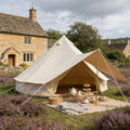 4x3m Front Awning Sun Canopy Beige 285gsm Cotton Canvas PU Coating for Camping Bell Tent Portable Shelter
