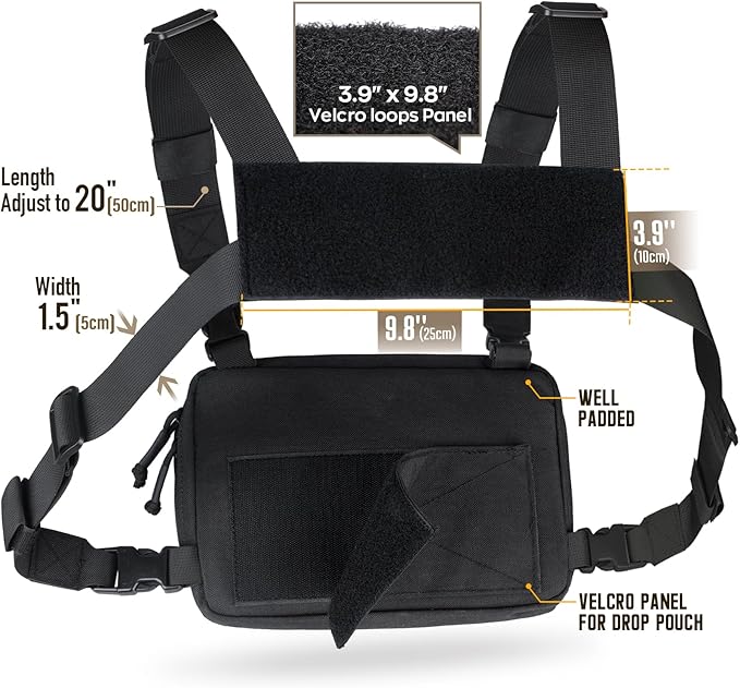WYNEX Tactical Chest Rig Bag of Laser Cut Design with Tactical Dump Pouch Molle Chest Pouch Utility Recon Kit Bag Tactical Chest Pack Bag Tactical Mag Recovery Dump Pouch with Cord-Adjustable Collar