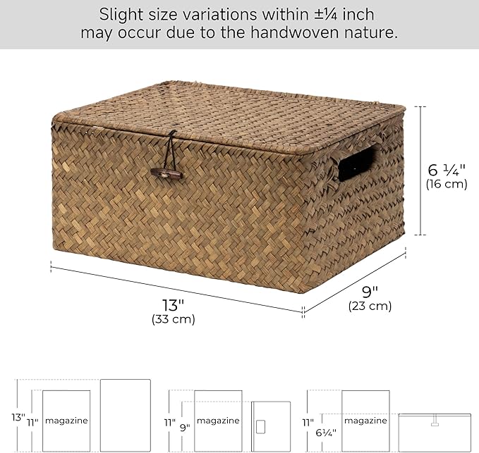 StorageWorks Bundle of 1-Pack Large Wicker Storage Basket &amp 1-Pack Wicker Baskets with Lid
