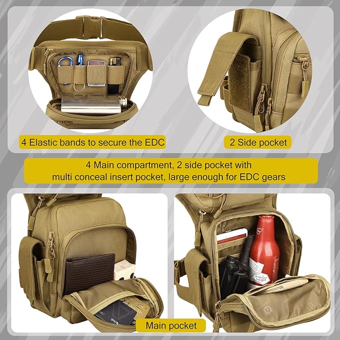 Protector Plus Tactical Drop Leg Bag Military Tool Gear Fanny Thigh Pack Utility Airsoft Motorcycle Cycling Waist Gear Pouch (Patch Included)
