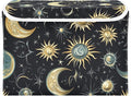 Storage Bins with Lids Storage Containers Box Organizer Bin Basket with Handles for Closet Shelves Clothes Stackable Foldable Decorative Star Moon Sun Constellation Black