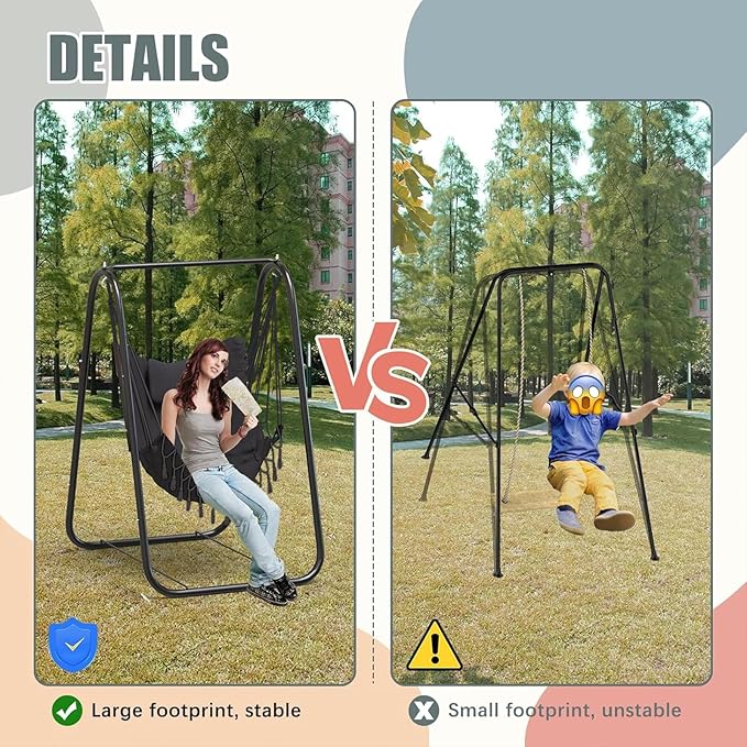 G TALECO GEAR Hammock Chair with StandHeavy-Duty and Rustproof Hanging Chair with StandHammock Swing Chair Standfor Indoor Outdoor Patio Yard Garden Porch (Grey)