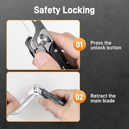 Teslong 5 in-1 EDC Multitool Knife Scissors with Screwdrivers Detachable Design 440A Stainless Pocket Knife Window Breaker Tactical Gear for Camping Surviving Hiking Gift for Men Dad