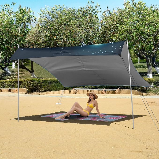ALAZA Moon Turtle Water Beach Tent Sun Shelter Portable Canopy Sunshade for Outdoor Camping Picnics Backyard Fun 10x9 ft