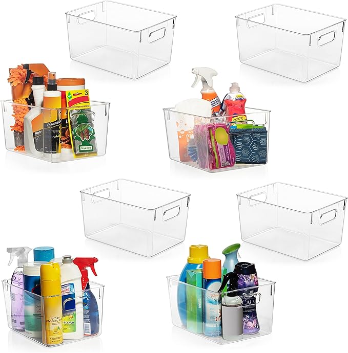 ClearSpace Clear Plastic Storage Bins – Pantry Organizers &amp Storage Containers Cabinet Organizer - Home Organization Must Haves for Kitchen Laundry Room Office Closet Garage &amp Freezer