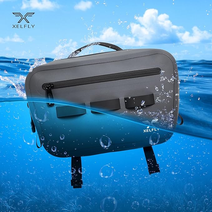 Waterproof Fishing Waist Bag with Rod Holder Padded Waist Straps &amp Gear Loops - Submersible Zipper Rugged Top Handle Adjustable Attachments (Gray)