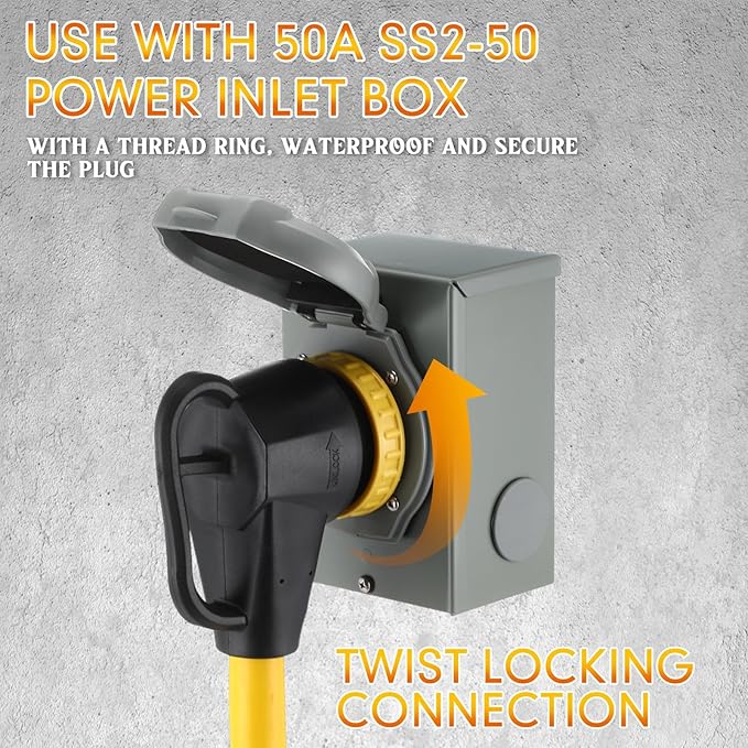 Kanayu 1.5 ft NEMA SS2-50R to 14-50R 50amp RV Generator Adapter Cord Locking SS2-50R Female to 14-50R Female Adapter Cord with Upgraded Grip Handle 6/3C+8/1C AWG for 50A RV and EV
