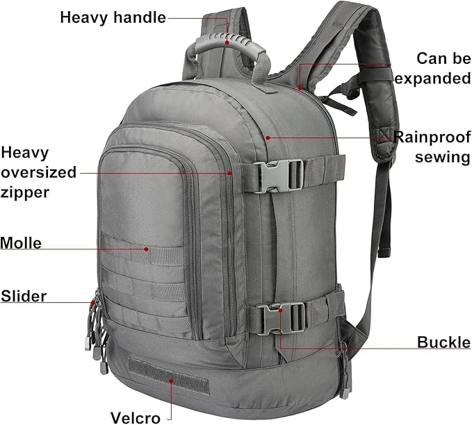 Large Tactical Expandable Backpack 39L-64L Military Bug Out Bag With Waist Strap