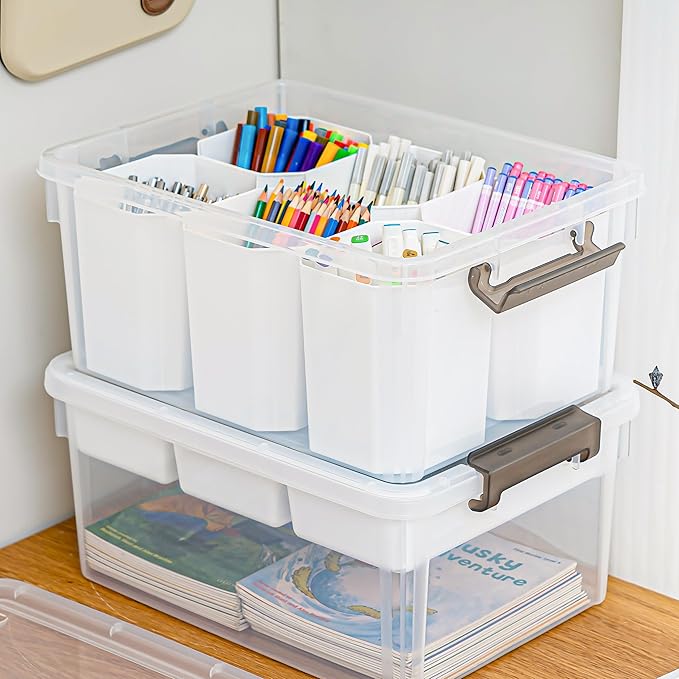 Citylife Craft Organizers 2 Pack-17 QT Clear white