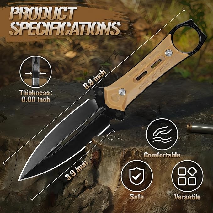 Freelander D2 Steel Survival Knife Bundle with Sharp Outdoor Axe