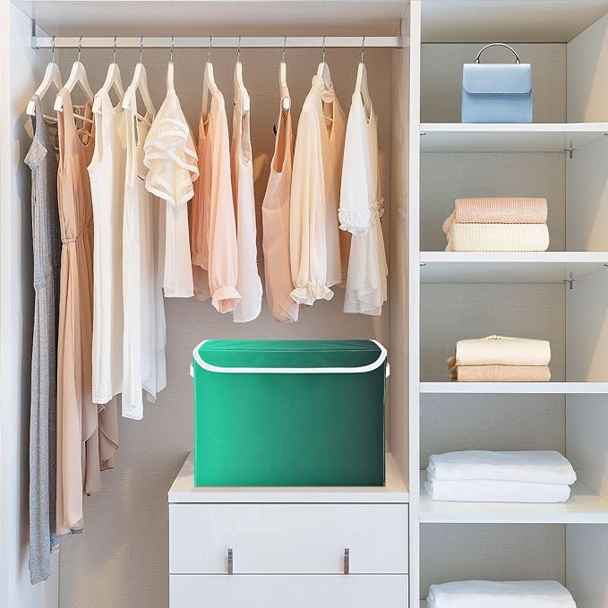 Green Gradient Storage Bins with Lid Stackable Shoebox Storage Organizer Bins with Lids for School Supply Dormroom