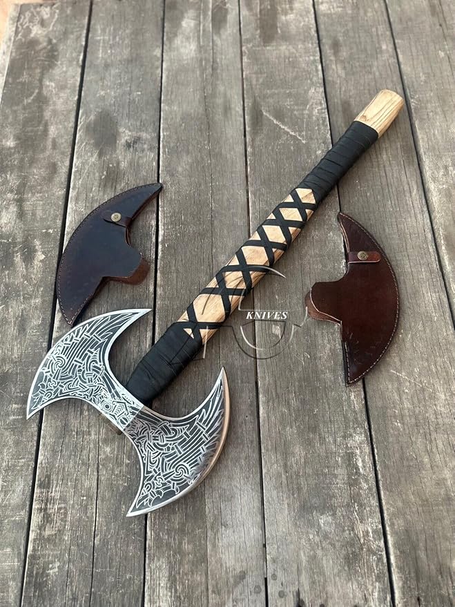 MDM-Ax106 24 Double Headed Viking Axe – Handmade High Carbon Steel Battle Axe with Rosewood Shaft | Double Sided Dane Axe | Custom Gift for Men | Christmas