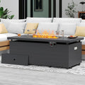 Sundale Outdoor 51 Inch Outdoor Fire Pit Table 50000BTU Rectangle Propane Fire Pit with Sliding Tank Holder Glass Wind Guard Removable Lid CSA Certified Gray