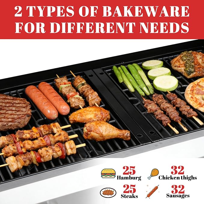 4-Burner Propane Gas Grill and Griddle Combo Stainless Steel Propane Grill 36900 BTU Outdoor Cabinet Style with Wheels Wire Rack and Two Foldable Side Table (2 Grill Pans + 2 Grills)