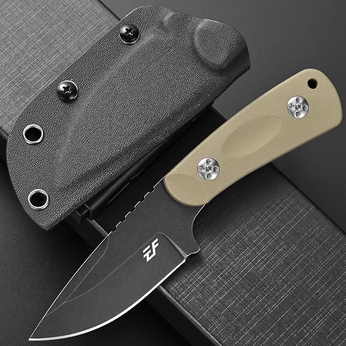 Eafengrow EF121 EDC Fixed Blade Knife D2 Blade Steel G10 Handle with Kydex Sheaths for Outdoor Activities Camping