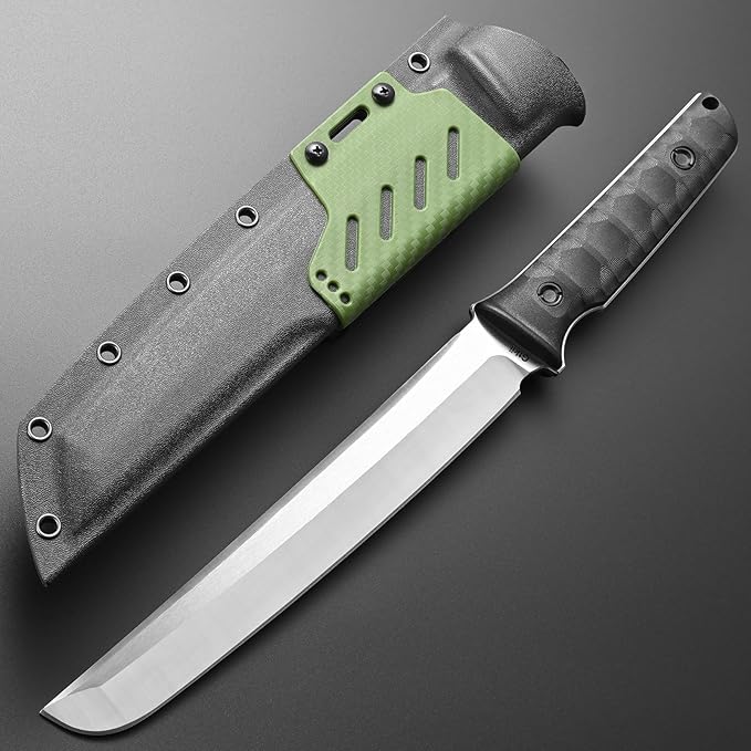 Gtkii GTK6 Fixed Blade Knife AUS-10 Steel Blade Full Tang Nylon Fiberglass Handle EDC Fixed Knifes for Outdoor Camping Adventure(Silver)