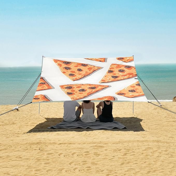ALAZA Pattern Tile Pizza Tile Pattern Beach Tent Sun Shelter Portable Canopy Sunshade for Outdoor Camping Picnics Backyard Fun 10x9 ft