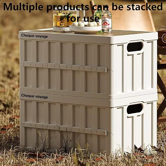 7.93-13.21 gallon large capacity camping folding box storage box organizing box suitable for home outdoor camping car use - black white green (White stripes 16.5x11x8.6)