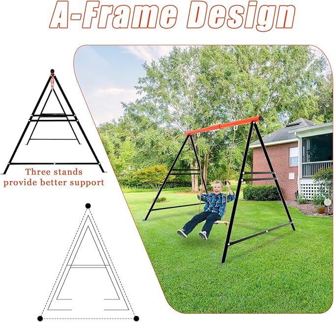 A-Frame Swing Stand - 550lbs Weight Capacity for Yoga Hammock Saucer Baby Porch Swing (NOT Included) - Red