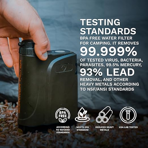 Survivor Filter PRO X - Electric Portable Camping Water Filter - Filters Bacteria Parasite Viral
