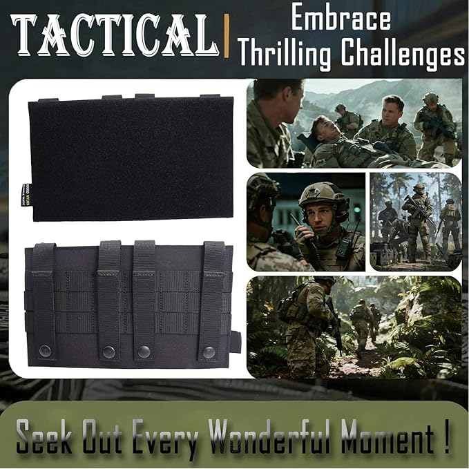Molle Placard Hoop and Loop Plate Carrier Placard Dual-Purpose Front Flap Tactical Drop Extension Panel Double-Sided Cutting Adapter Side Compatible with Chest Rig and Vest