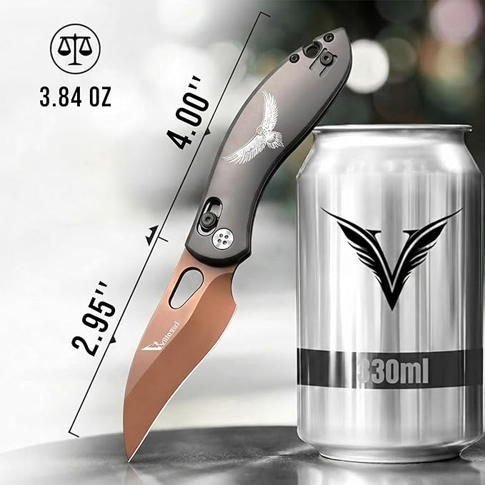 Pocket Knife for Men 440C Stainless Steel Blade with Aluminum Handle Folding EDC Knife for Outdoor Camping Hiking Survival Gift Ready Box Cutter with Deep Carry Clip Retirement Gifts for Men (AX-2