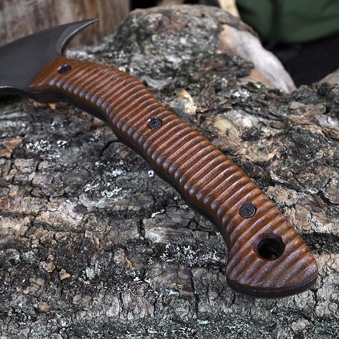 AncientSmithy Tomahawk Axe - Handmade Tactical Tomahawk Hatchet - Full Tang Combat Axe for Military Camping and Outdoor Activities (Blade and Spike with Leather Sheath)