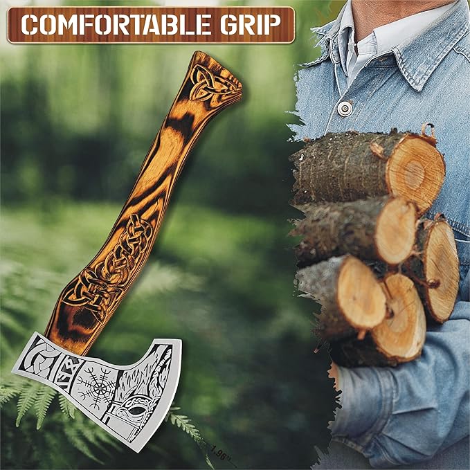 Handmade Stainless Steel Hatchet Axe Ergonomic Wooden Handle Perfect for Camping Outdoor Chopping