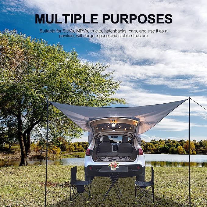 Car Tail Car Side Trunk Canopy Camping Camping Tent 118.11 inch x 78.74 inch SUV MPV Trucks Hatchback Cars and use it as a Pavilion