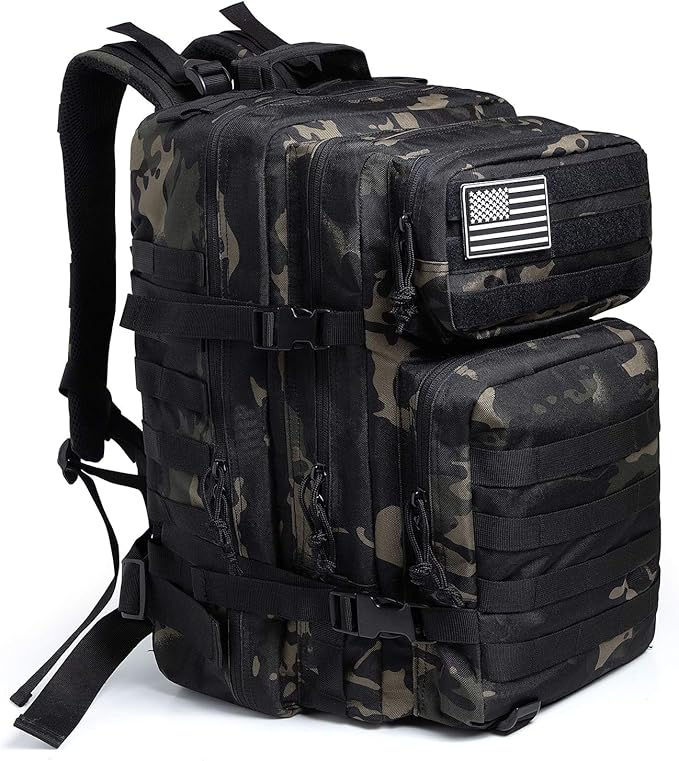 50L Tactical Backpack Training Gym Fitness Bag Outdoor Hiking Camping Army Molle Backpacks for Men Travel (CP)