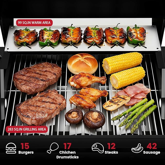 3 Burner Propane Gas Grill with Side Burner 40000 BTU Output Propane Grill Outdoor Gas BBQ Grill with Stainless Steel Grates Outdoor Cooking for Patio Camping Backyard