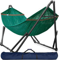 Tranquillo Double Hammock with Stand Included for 2 Persons/Foldable Hammock Stand 600 lbs Capacity Portable Case - Inhouse Outdoor Camping Peacock