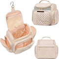 Large Leather Toiletry Bag for Women MenBathroom BagWater Resistant Shower BagMakeup BagPortable Shower Caddy for College DormHanging Travel Toiletry Bag with Transparent Waterproof Phone Pocket