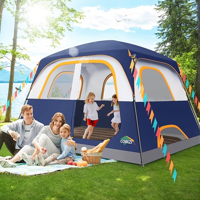 COBIZI 4-6-8-10 Person Camping Tent Spacious Family Tents for Camping Ideal Hiking 3500mm Waterproof Double-Layer Windproof Tent for Hiking &amp Backpacking
