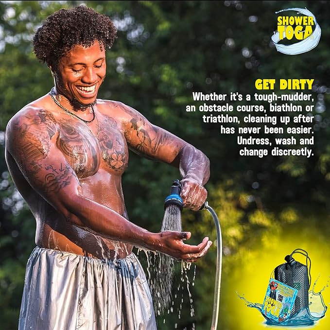 Shower Toga Wearable Shower Garment Portable Camping Shower Privacy Robe Outdoor Changing Room for Beach Surf Camping &amp Festivals Lightweight Shower Tent Alternative As Seen on Shark Tank