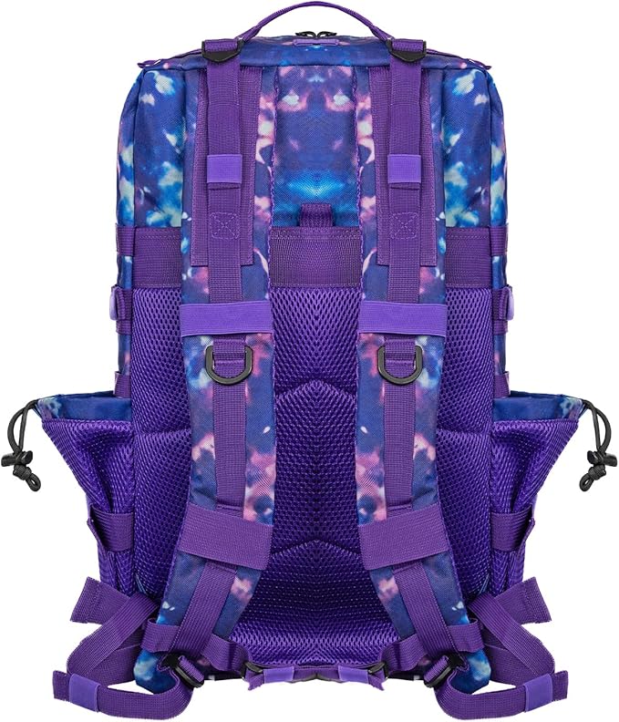 55L Military Tactical Backpack - Bug Out Bag with MOLLE System for Hiking(Purple tie dye)