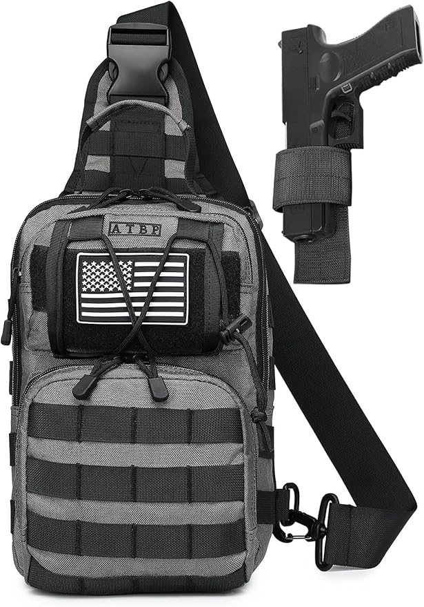 ATBP Tactical Sling Backpack Bag Pack for Men Military One Strap Shoulder Backpack Crossbody Bag With Holster 10 Liters