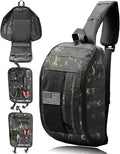 DBTAC Compact 9L Tactical Sling Bag with Removable Elastic Organizer Panel Everyday Carry Shoulder Pack for EDC Tools First Aid Travel Outdoor Sports (Charcoal Camo)