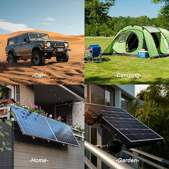 Solar Panel 20W 12V Monocrystalline Waterproof Solar Panel Kit with 10A Charger Controller for RV Trailer Car Rooftop Farm Battery and Other Off-Grid Applications